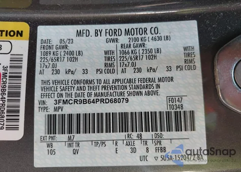 2023 Ford Bronco Sport Big Bend from USA, damaged, VIN 3FMCR9B64PRD68079